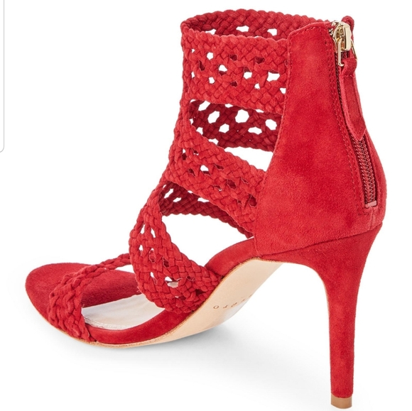 Sandro Red Agate Suede Braid Stiletto Sandals 10 - Picture 11 of 15